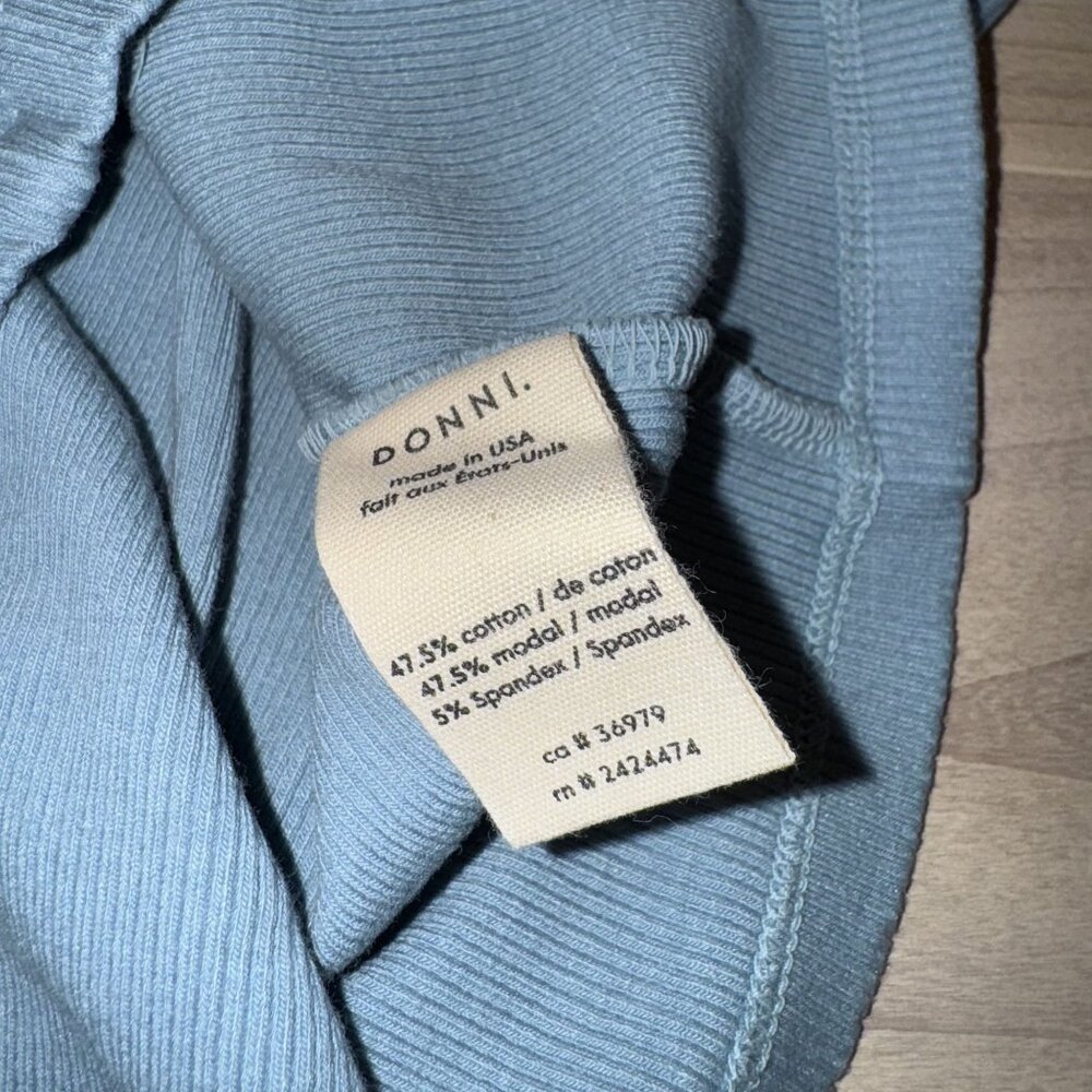 Donni. Rib Sky Blue Short Sleeve Cotton Blend Tee Women's Small S - Picture 6 of 7